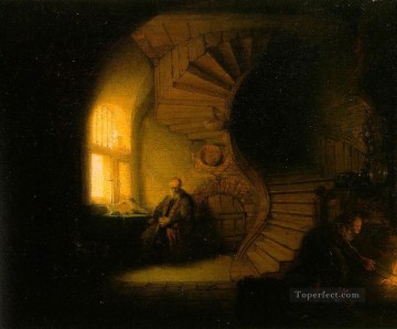  rembrandt Pintura al %C3%B3leo - Filósofo en meditación Rembrandt